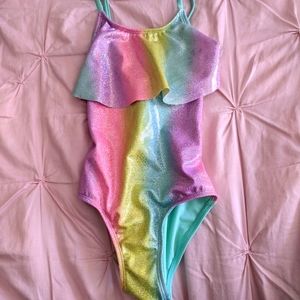 Girls Rainbow Sparkle Swimsuit Size 6, Small